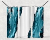 Blue Teal Agate Galaxy Tumbler With Your Text