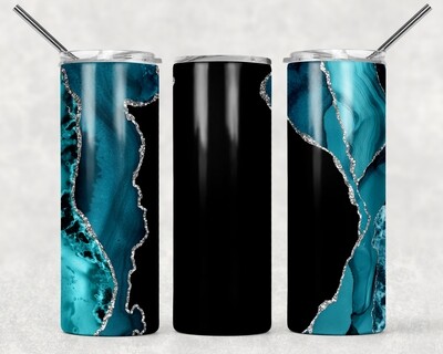 Blue Teal Agate Galaxy Tumbler With Your Text