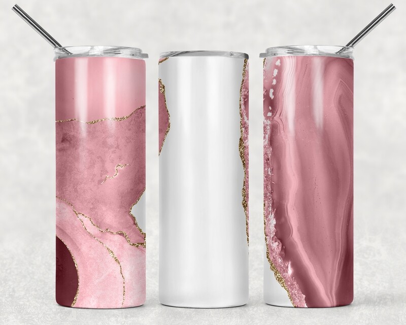 Pink Agate Galaxy Tumbler With Your Text