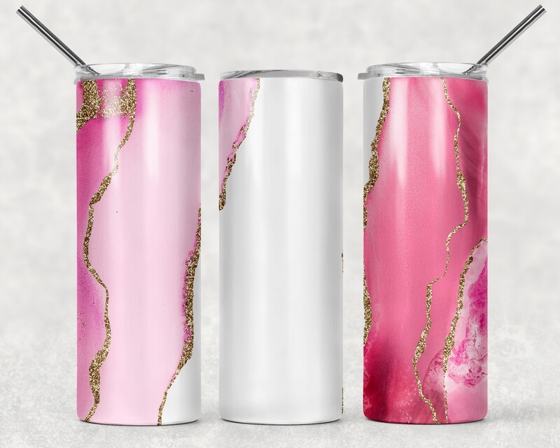 Pink Agate Galaxy Tumbler With Your Text
