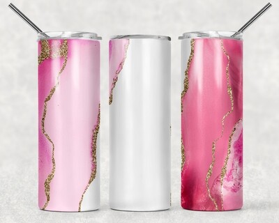 Pink Agate Galaxy Tumbler With Your Text