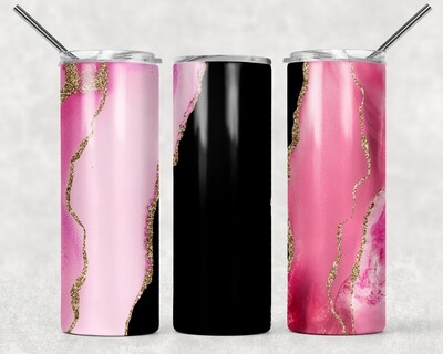 Pink Black Agate Galaxy Tumbler With Your Text