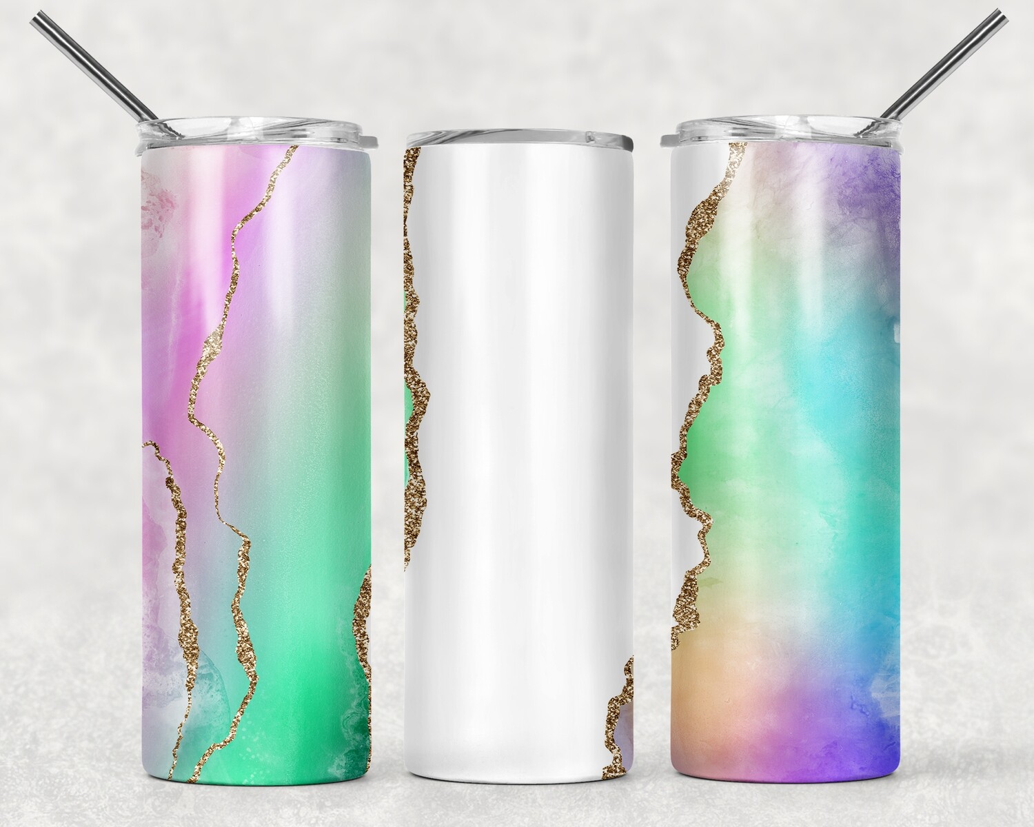 Rainbow Agate Galaxy Tumbler With Your Text
