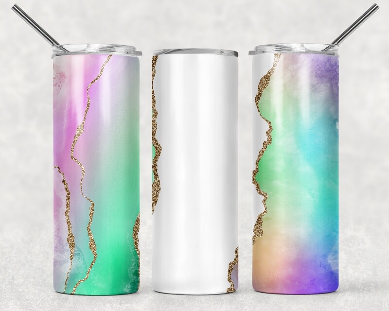 Rainbow Agate Galaxy Tumbler With Your Text