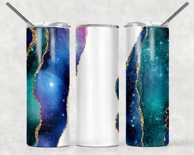 Blue and Green Purple Agate Galaxy Tumbler With Your Text