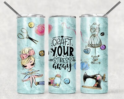 Craft Your Stress Away Blonde Hair Woman Tumbler