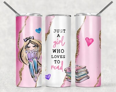 Book Lover Girl Who Loves to Read Pink Agate Galaxy Tumbler