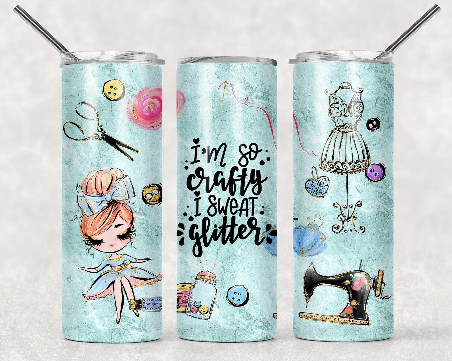 Funny Craft I Sweat Glitter Red Hair Woman Tumbler