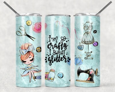 Funny Craft I Sweat Glitter Red Hair Woman Tumbler