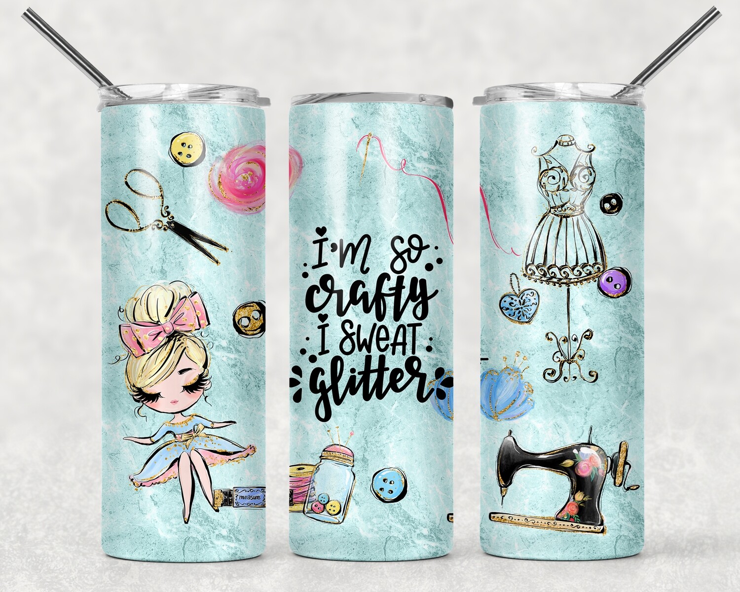 Funny Craft I Sweat Glitter Blonde Hair Woman Tumbler