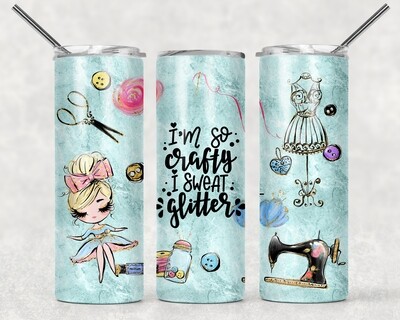 Funny Craft I Sweat Glitter Blonde Hair Woman Tumbler