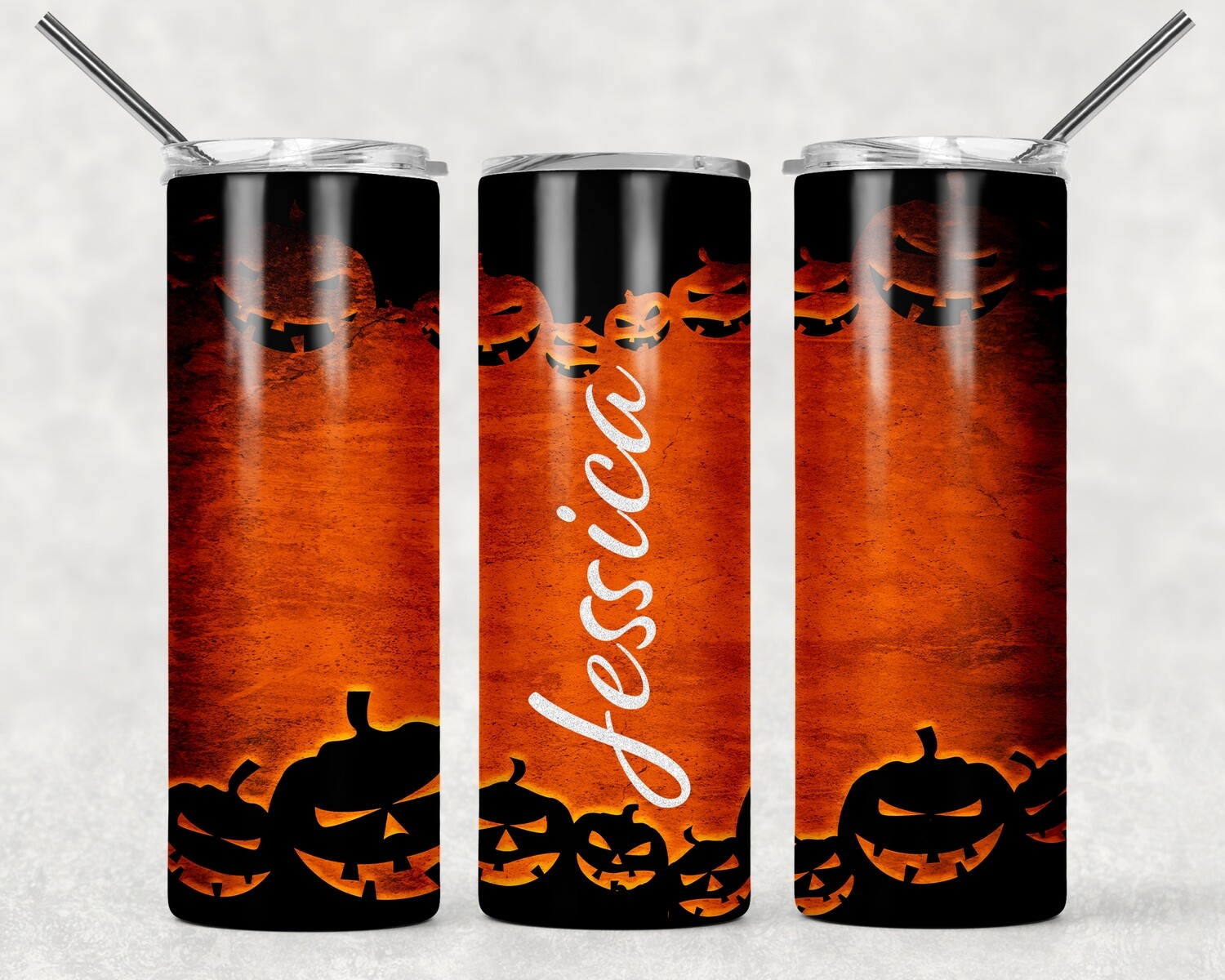 Halloween Pumpkin Background Tumbler With Your Text