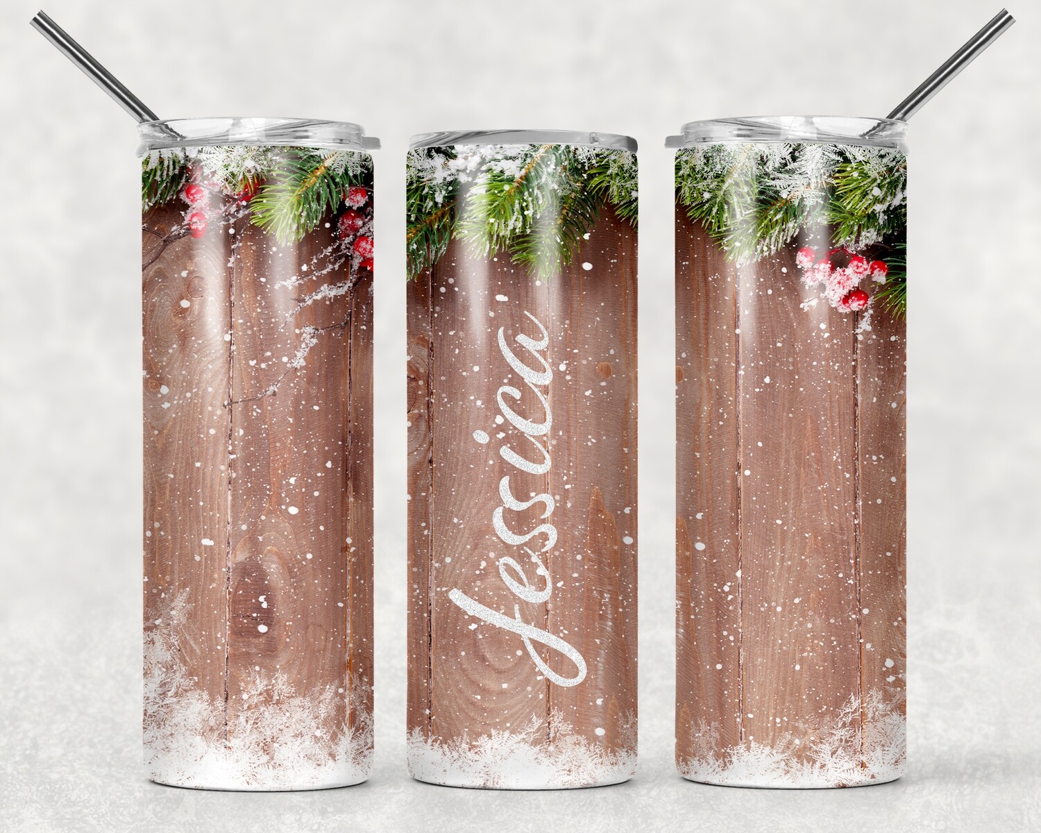 Christmas Background Tumbler With Your Text