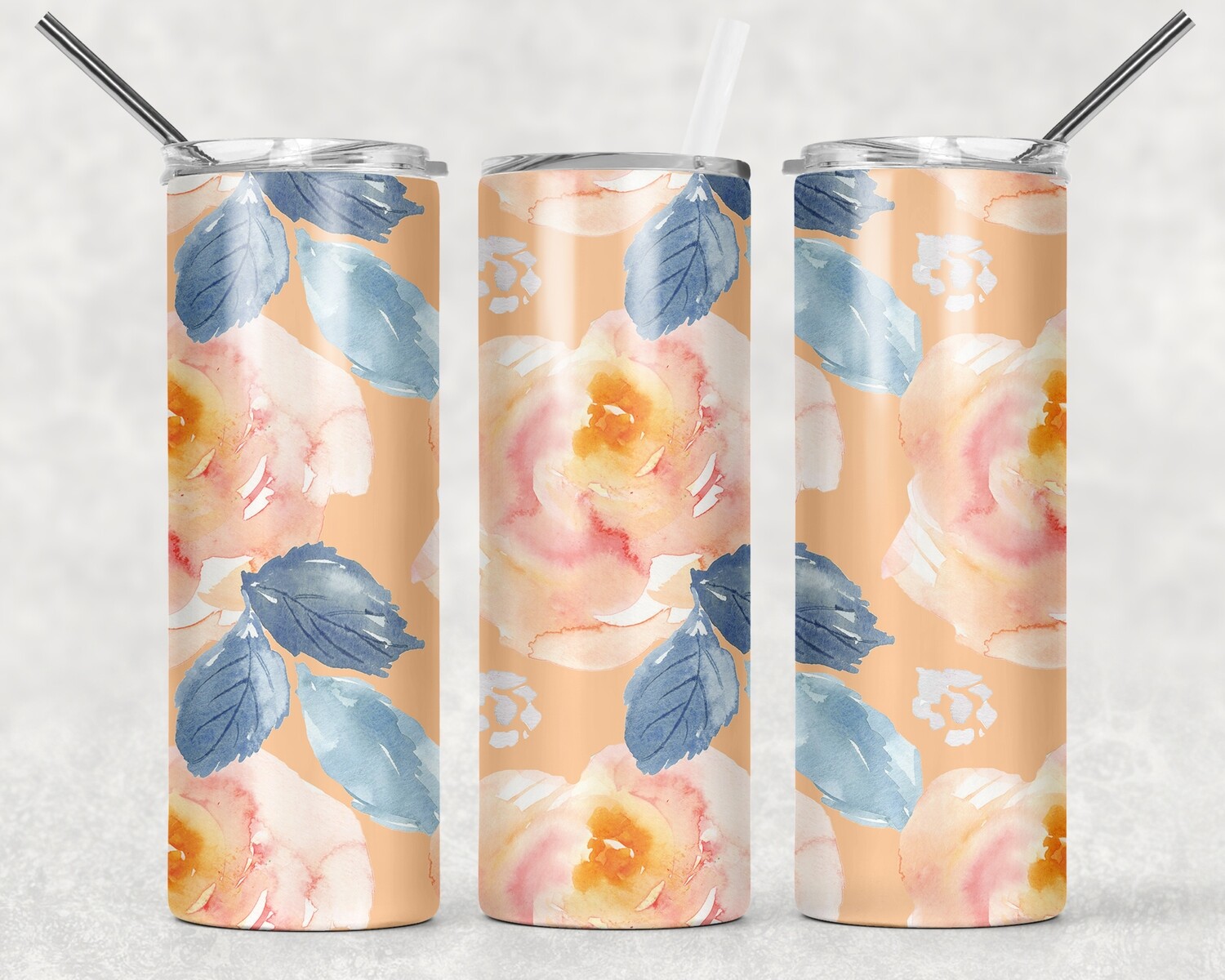 Orange Floral Tumbler