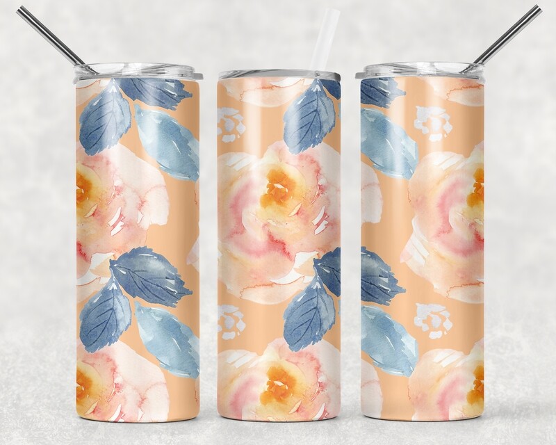 Orange Floral Tumbler