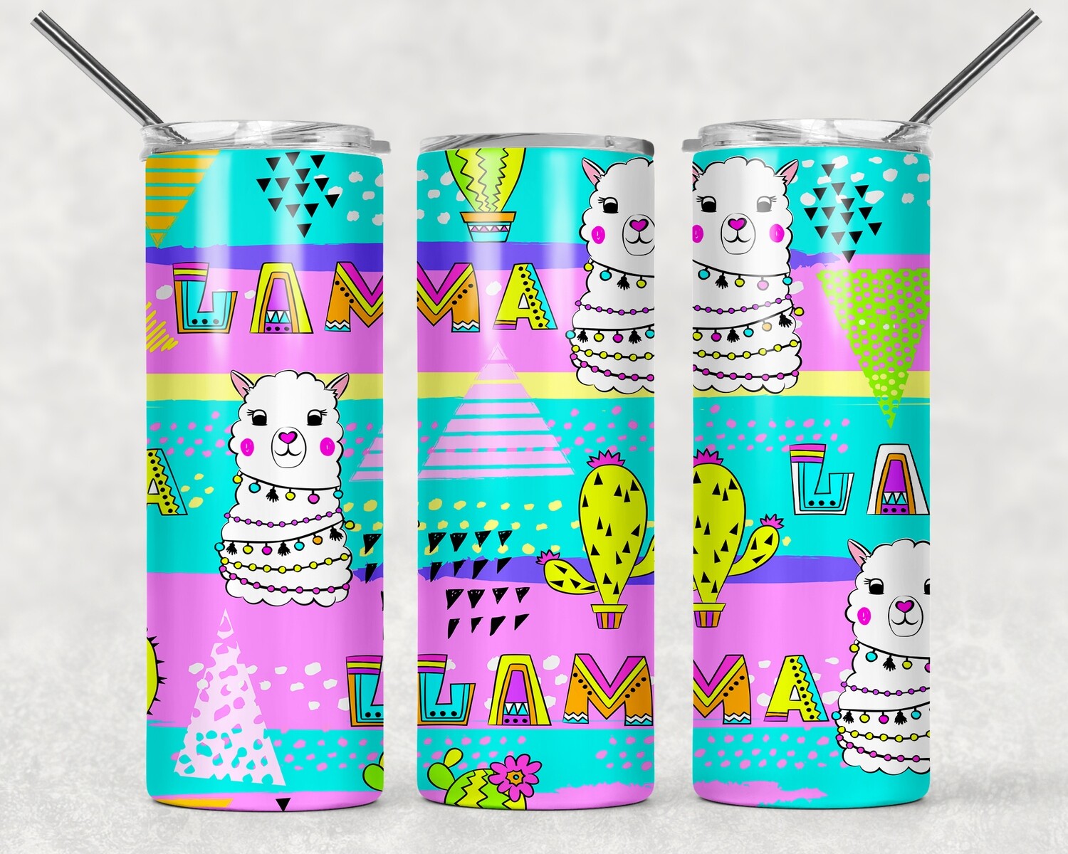 80&#39;s 90&#39;s Pop Art Funny LLama Tumbler