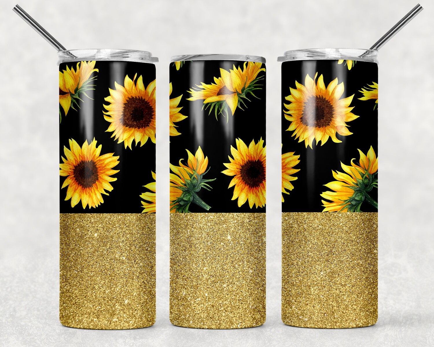 Sunflower Gold Glitter Tumbler