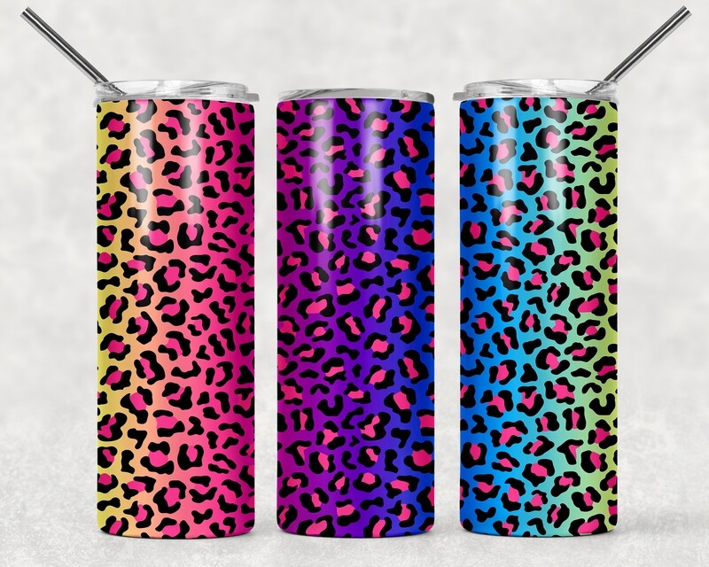 Bright Purple Pink Aqua Cheetah Print Leopard Print Tumbler