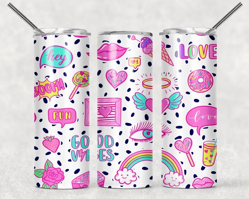 Pop Culture 90s Pattern Tumbler