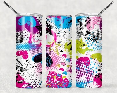 Grunge Pink Green Abstract Tumbler
