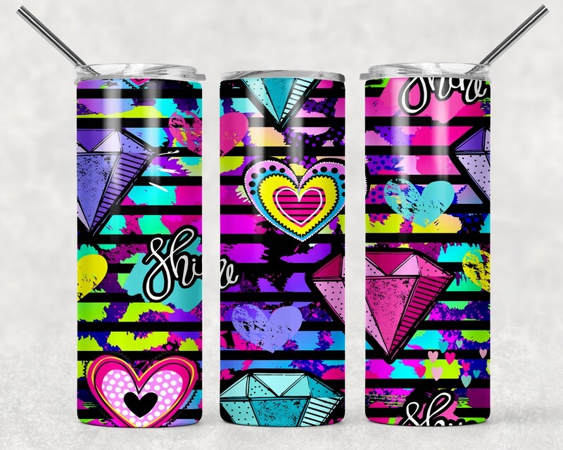 Bright Purple Pink Aqua Cheetah Print Leopard Print Tumbler