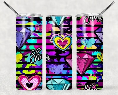 Bright Purple Pink Aqua Cheetah Print Leopard Print Tumbler