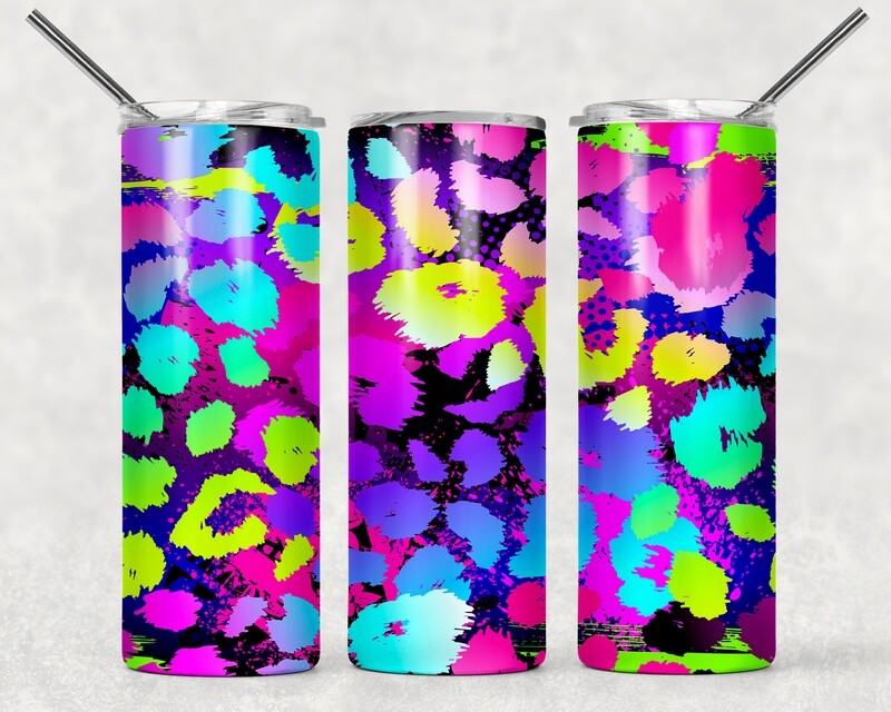 Bright Purple Pink Aqua Cheetah Print Leopard Print Tumbler