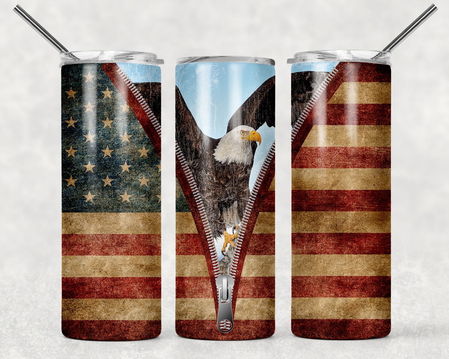 Patriotic USA American Flag Bald Eagle Tumbler