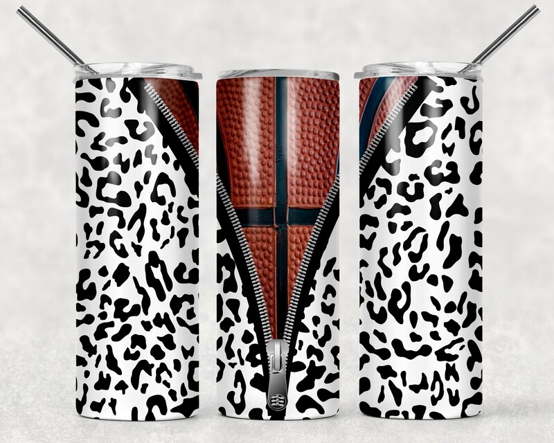 Basketball Mom Cheetah Print Zipper Tumbler