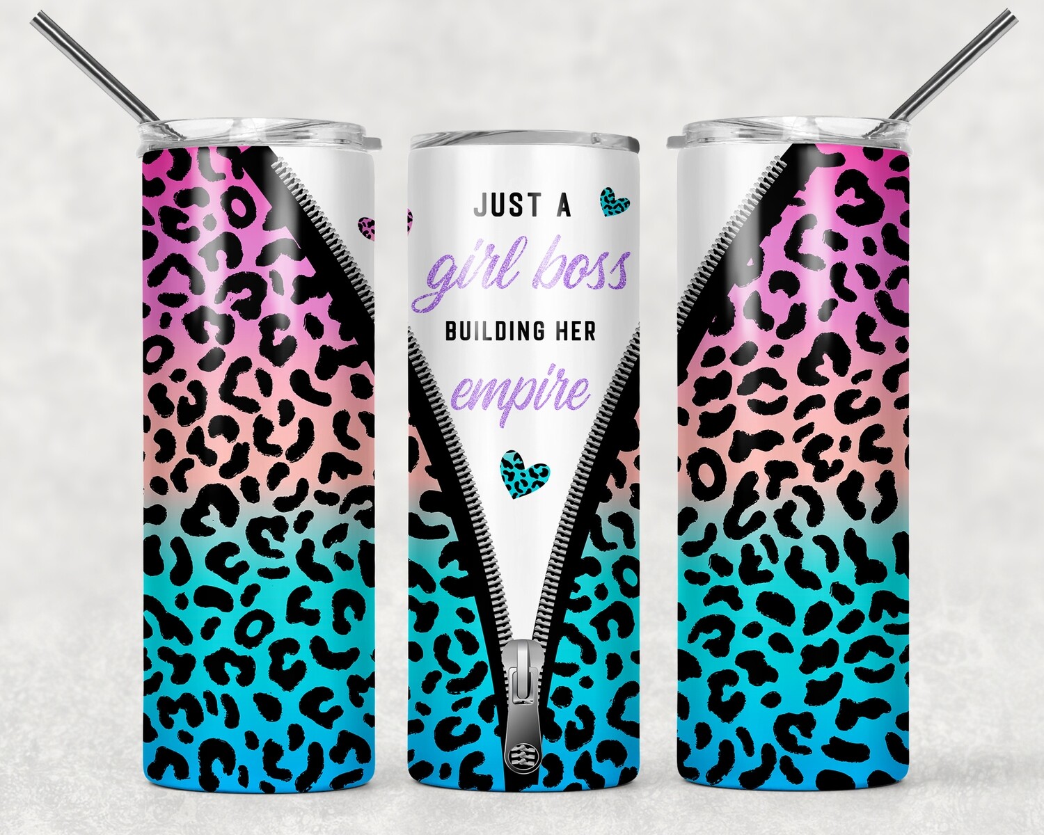 Just a Girl Boss Building Her Empire Zip Cheetah Tumbler