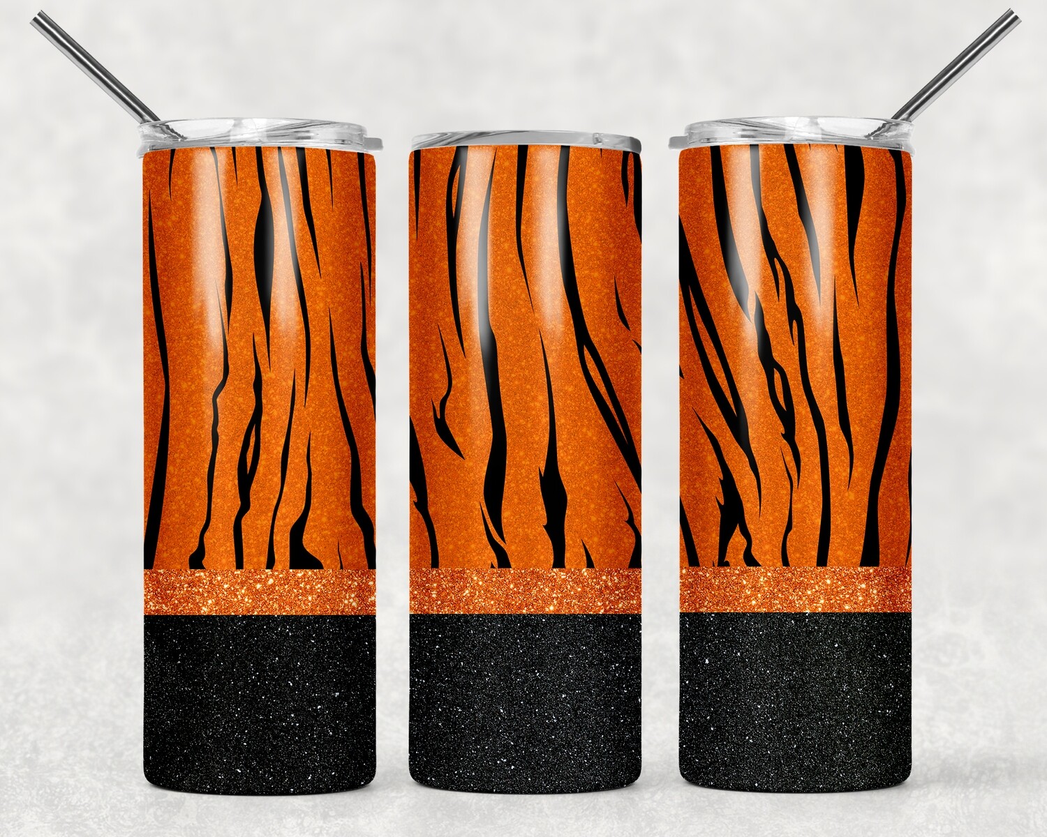 Tigers Football Glitter Zipper Tumbler