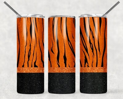 Tigers Football Glitter Zipper Tumbler
