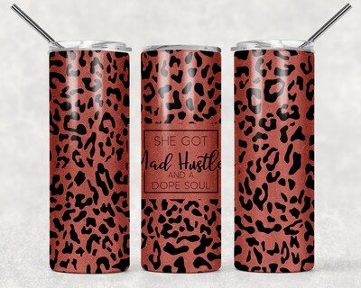 Copper Glitter She Got Mad Hustle and a Dope Soul Cheetah Print Tumbler