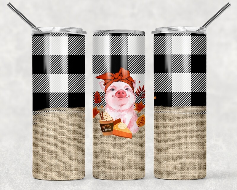 Fall Plaid Burlap Pig Tumbler
