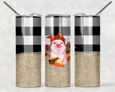 Fall Plaid Burlap Pig Tumbler