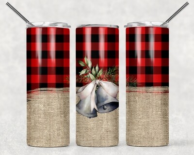 Christmas Bells Buffalo Plaid Bells Tumbler