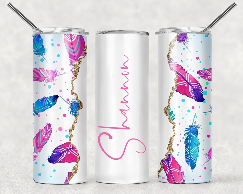 Bright Feathers Tumbler With Your Text