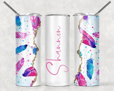 Bright Feathers Tumbler With Your Text
