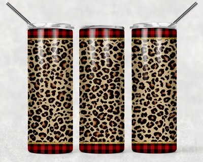 Cheetah Print Leopard Print Plaid Christmas Tumbler