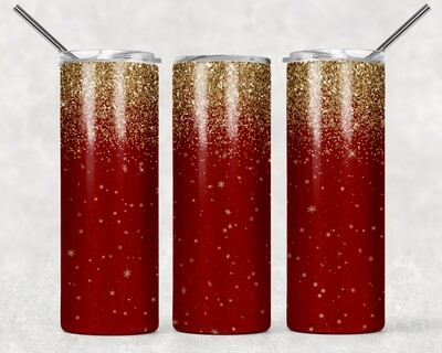 Red Gold Glitter Christmas Tumbler