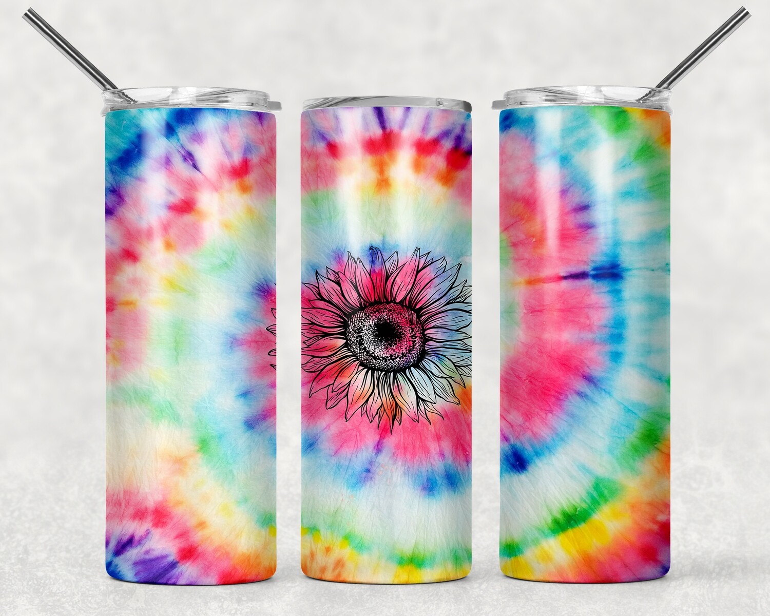 Tie Dye Sunflower Tumbler