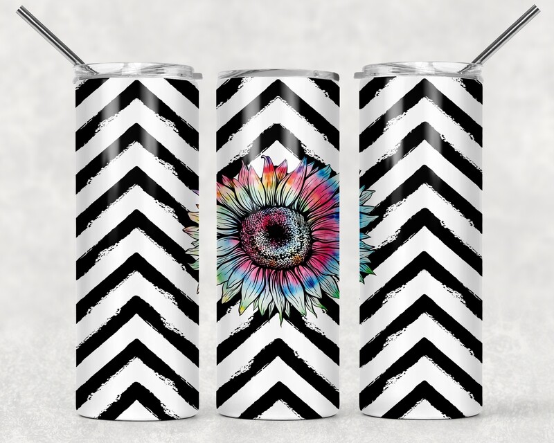 Chevron Sunflower Print Tumbler