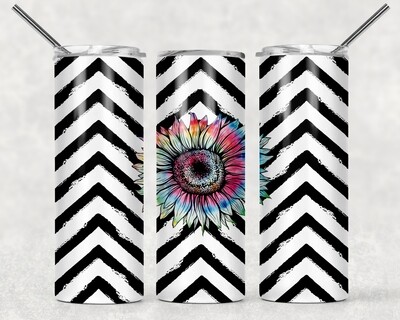 Chevron Sunflower Print Tumbler
