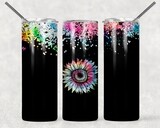 Black Confetti Glitter Sunflower Tumbler