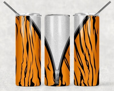 Tigers Football Glitter Zipper Tumbler With Your Text
