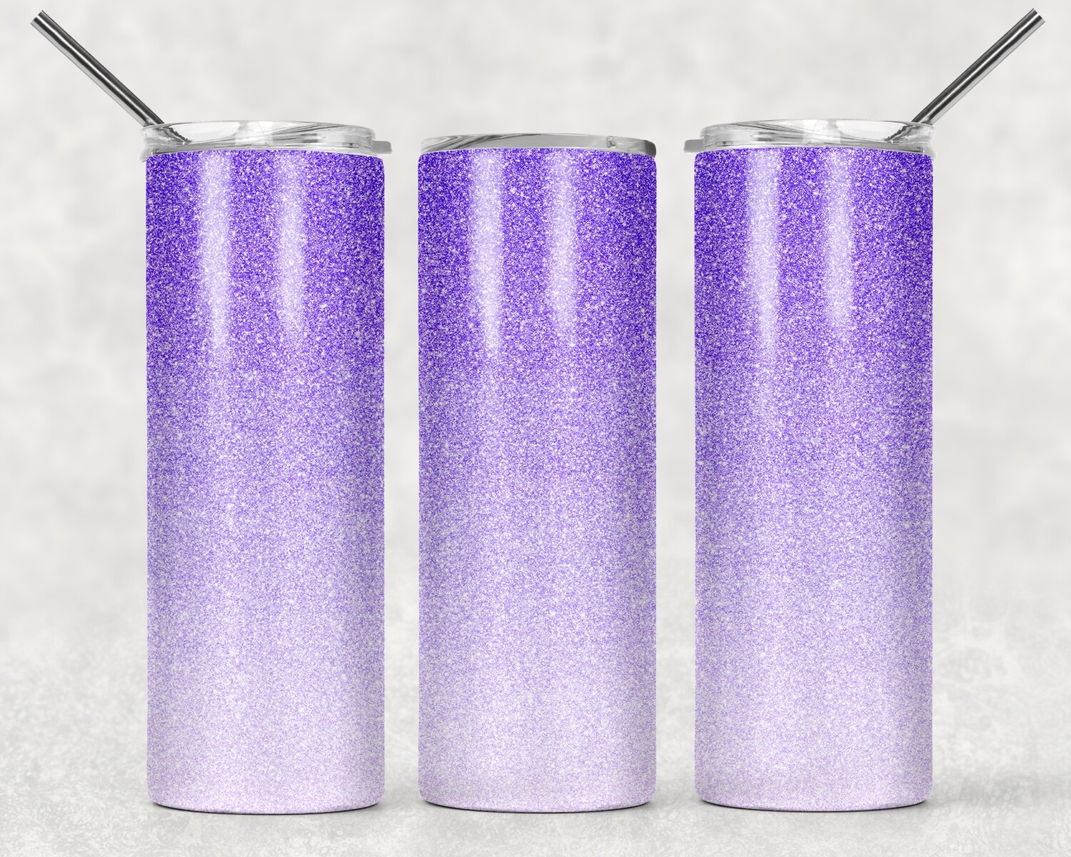Purple to White Ombre Glitter Tumbler