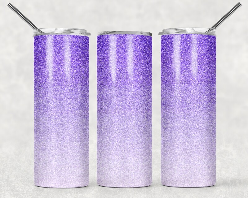 Purple to White Ombre Glitter Tumbler