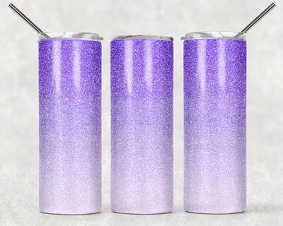 Purple to White Ombre Glitter Tumbler