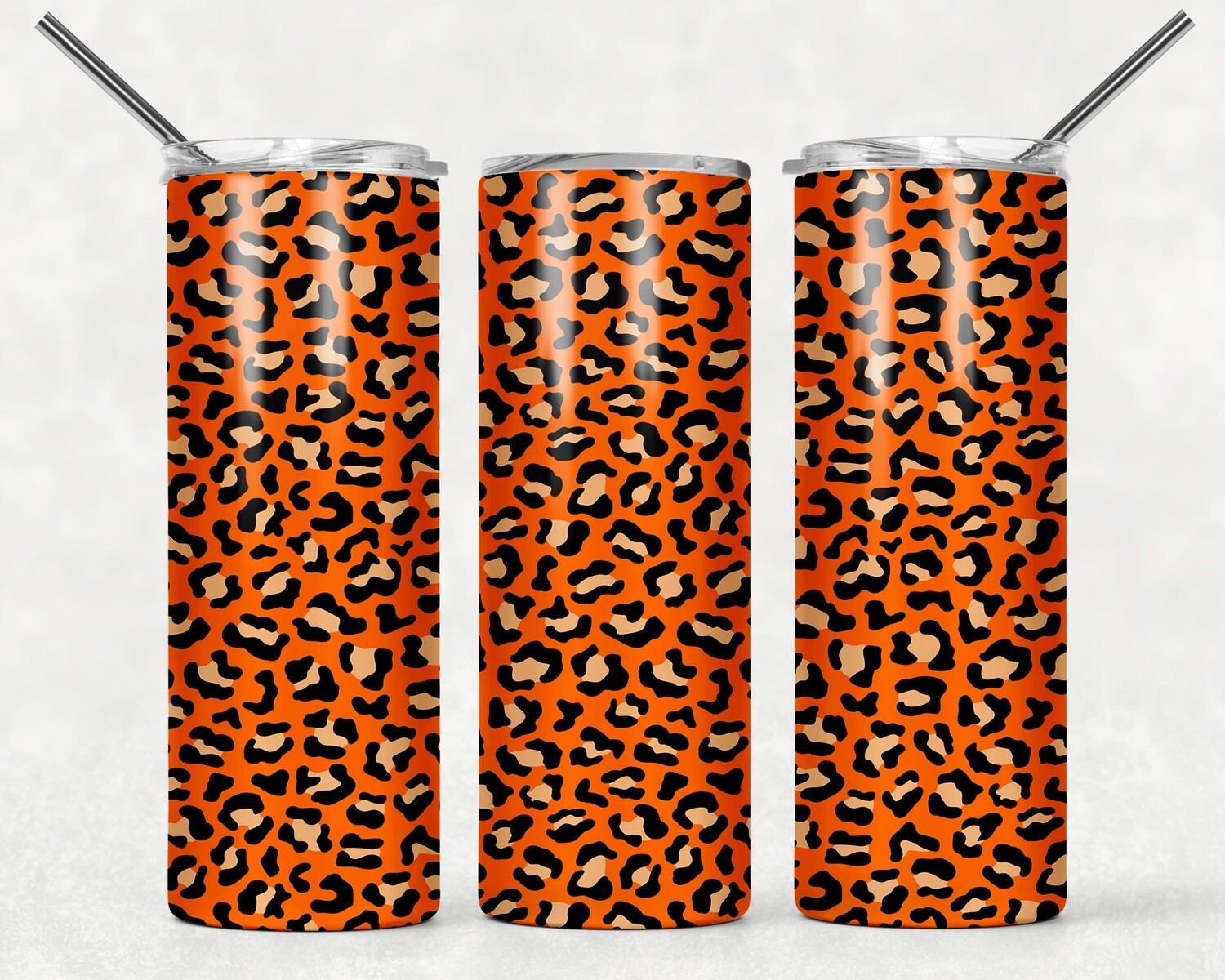 Bright Orange Cheetah Print Leopard Print Tumbler