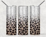 Cheetah Print Leopard White Glitter Tumbler